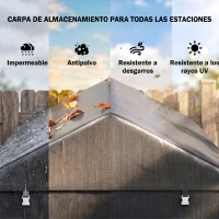Outsunny Abrigo para Ferramentas Bicicletas e Motos 1,6x2,2x1,7 cm Garagem Portátil com 2 Habitações Cinza Escuro(m-4)
