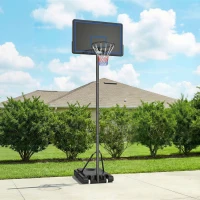 SPORTNOW Panier de Basketball sur Pieds avec Hauteur Réglable de 1,35 à 3,05 m avec Roues, Base de Lestage et Sac de Sable, Bleu(m-2)
