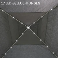 Outsunny 3,3 x 3,3 m Faltpavillon mit LED-Beleuchtung, Meshvorhänge, Tragetasche, Grau(m-8)