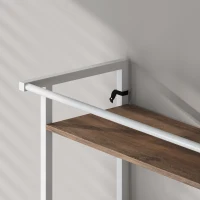 HOMCOM Étagère de Machine à Laver 3 Niveaux, Meuble pour Lave-Linge et Sèche-Linge avec Barre de Suspension, Marron et Blanc(m-11)