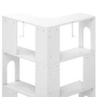 HOMCOM Bibliothèque d'angle, étagère de rangement à 6 niveaux avec panneaux latéraux arqués, 60 x 60 x 165,5 cm, blanc(m-12)