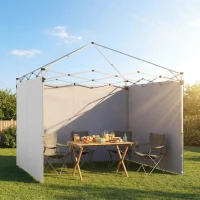 Outsunny Lot de 3 parois latérales pour tonnelle de 3 x 3 m, Panneaux Latéraux pour pavillon, fermeture éclair tissu Oxford blanc(m-2)