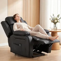 HOMCOM Fauteuil releveur électrique fauteuil relax électrique avec repose-pied télécommande et 2 pochettes 76x90x105cm noir(m-8)