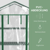 Outsunny Foliekas, broeikas, mini-kas, plantenhuis, kweekbed, 4 schappen, 69 x 50 x 165 cm, Transparant(m-4)