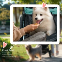 PawHut Poussette pour Chien Pliable Tout Terrain, Roue Avant Verrouillable, Coussin, Auvent Réglable, 111x58x107cm, Vert Foncé(m-4)