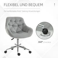 Vinsetto computerstoel in hoogte verstelbare kantoorstoel schuimstof metaal polyester grijs(m-5)