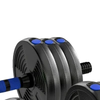 SPORTNOW Kit Haltères Musculation Haltères Réglables 25 kg 3 en 1, Ensemble de Poids Réglable avec Barre d'Extension Bleu(m-12)