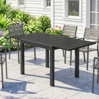 Outsunny Table de jardin extensible pour 4-6 personnes avec rallonge auto-stockée aluminium avec effet bois 80-160 x 80 cm noir(m-2)