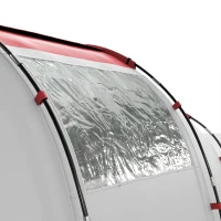 Outsunny Tente de camping familiale 4 personnes tente dôme étanche légère, ventilée 2 cabines fenêtre grande porte gris rouge(m-13)