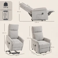 HOMCOM Fauteuil Releveur Électrique, Fauteuil Relax Électrique en Chenille avec Coussin à Ressorts, Dossier Inclinable, Gris(m-3)