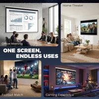 HOMCOM Écran de Projection 120" 4:3 HD 4K, Boîtier en Métal, Écran Hauteur Réglable Manuellement, 244x183cm, Blanc(m-9)