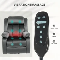 HOMCOM Aufstehsessel mit Massagefunktion und Lendenheizung, Recliner-Sessel mit Fernbedienungen und Seitentaschen, Braun(m-5)