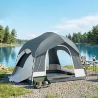 Outsunny Tente de Camping Facile à Monter 2-4 Personnes avec 3 Portes, Imperméable, Compatible avec SUV, Bleu Foncé(m-2)