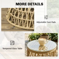 Outsunny Ensemble salon de jardin 3 pièces avec 2 fauteuils papasan pivotant et 1 tables basse ronde polyester résine tressée(m-8)