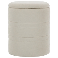 HOMCOM Puf de Almacenaje en Chenilla con Tapa Taburete Redondo para Salón y Dormitorio Beige