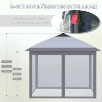Outsunny 3,3 x 3,3 m Faltpavillon mit LED-Beleuchtung, Meshvorhänge, Tragetasche, Grau(m-6)