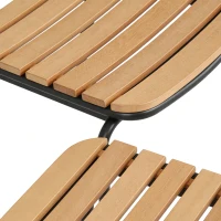 Outsunny Lot de 2 Chaises de Jardin Empilables, Assise et Dossier en Bois Massif à Lattes, Cadre en Acier, 61x47x81cm, Naturel(m-12)