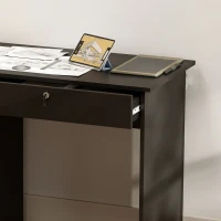 HOMCOM Escritorio moderno con 5 cajones, gran superficie, 1 compartimento abierto, cajón con cerradura, 110 x 50 x 76cm, negro(m-8)
