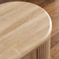 HOMCOM Buffet salon, meuble de rangement ovale avec 6 portes et 2 étagères réglables, 147x40x76cm, chêne(m-14)