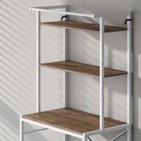 HOMCOM Étagère de Machine à Laver 3 Niveaux, Meuble pour Lave-Linge et Sèche-Linge avec Barre de Suspension, Marron et Blanc(m-10)