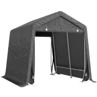 Outsunny Abri de jardin tente de stockage 2 portes zippées cadre métallique 280 x 240 x 240 cm gris foncé(m-1)