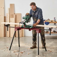HOMCOM Stativ universal pentru ferăstrău unghiular cu role extensibile și brațe de sprijin, suport portabil pentru ferăstrău cu picioare pliabile(m-6)