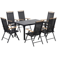 Outsunny opvouwbare zitgroep 7 stuks. Balkonset 1 tafel + 6 stoelen tuinmeubelen