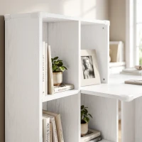 HOMCOM Bureau d'ordinateur avec bibliothèque 4 compartiments et tiroir verrouillable, 126 x 50 x 109 cm, grain de bois blanc(m-12)