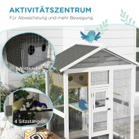 PawHut Houten vogelkooi met 4 zitstokken, asfaltdak, waterdicht, 112 x 68 x 154 cm(m-6)