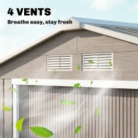 Outsunny Abri de Jardin 2,77 m² - Remise pour Outils avec Fondation - cabanon Porte verrouillable - tôle d'acier marron clair(m-8)