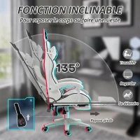 Vinsetto Chaise de gaming avec support lombaire, hauteur réglable, dossier inclinable, oreilles de lapin et appui-tête, noir(m-6)