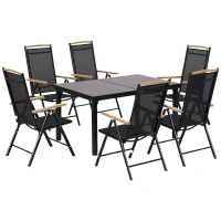 Outsunny opvouwbare zitgroep 7 stuks. Balkonset 1 tafel + 6 stoelen tuinmeubelen(m-11)