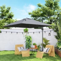 HOMCOM Chapéu de Sol de Jardim 245x245x248cm Chapéu de Sol Excêntrico com Rotação 360° Inclinação de 5 Níveis com Manivela e Ventilação para Pátio Terraço Cinza(m-10)