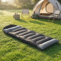 Outsunny Sac de Couchage Adulte, avec Section Tête, Fermeture Éclair et Sac de Rangement, 300 g/m², 215x75x10cm, Noir(m-2)
