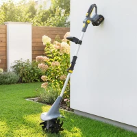 Outsunny Motobineuse sans Fil Motoculteur Électrique 18V 355W avec 2 Batteries 4,0Ah Léger et Anti-mal de Dos, Largeur 20cm Gris(m-2)