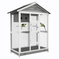 PawHut Houten vogelkooi met 4 zitstokken, asfaltdak, waterdicht, 112 x 68 x 154 cm