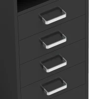 HOMCOM Escritorio moderno con 5 cajones, gran superficie, 1 compartimento abierto, cajón con cerradura, 110 x 50 x 76cm, negro(m-7)