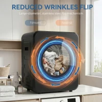 HOMCOM Vented Tumble Dryer, 4/2.5 kg Front Tumble Dryer with Stainless Steel Tub, 800W Compact Freestanding Black(m-6)