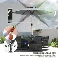 Outsunny Parasol de jardin Parasol droit hexagonal inclinable Ø 2,3 x 2,16H m métal polyester haute densité gris(m-5)