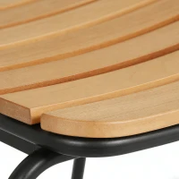 Outsunny Lot de 2 Chaises de Jardin Empilables, Assise et Dossier en Bois Massif à Lattes, Cadre en Acier, 61x47x81cm, Naturel(m-13)