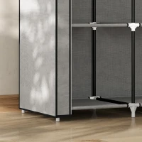 HOMCOM Armoire de rangement penderie en tissu pliable avec barre de suspension et étagères, 150 x 43 x 162,5 cm, gris clair(m-12)
