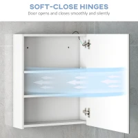 HOMCOM LED Spiegelschrank 9 W Lichtspiegel Badezimmerschrank mit Spiegel Badschrank Badezimmerspiegel mit Touch Schalter Scharnier Soft-Close-Funktion Weiß 50 x 15 x 60cm(m-7)