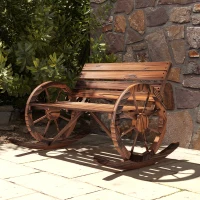 Outsunny Garten-Schaukelbank, 2-Personen-Schaukel, mit radförmigen Armlehnen, für Balkon, Garten, Terrasse, carbonisiert.(m-10)