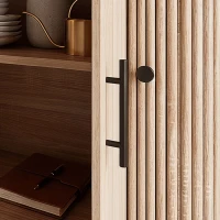 HOMCOM Buffet salon, meuble de rangement ovale avec 6 portes et 2 étagères réglables, 147x40x76cm, chêne(m-12)