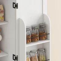 HOMCOM Buffet haut cuisine, armoire de cuisine 2 portes, 2 tiroirs, 6 porte-racks, étagères réglables, 80x39,5x184,5cm, blanc(m-11)