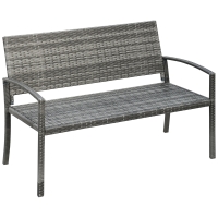 Outsunny tuinbank, rotanlook, met stalen frame, voor 2 personen, grijs, 122 x 60 x 87 cm