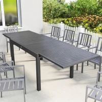 Outsunny Table de Jardin Extensible Grande Capacité 6-10 Personnes avec Rallonge 135-270cm pour Jardin et Balcon Aluminium Gris(m-2)