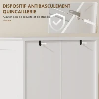 HOMCOM Buffet haut cuisine, vaisselier vitrine en acrylique, 4 portes, 10 compartiments, 8 porte-racks, 60 x 40 x 162 cm, blanc(m-8)