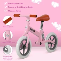 HOMCOM kinderloopfiets schokdemper loopstoeltje loopfiets 2-5 jaar PP roze(m-6)