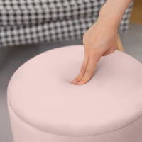 HOMCOM Pouf tabouret repose-pied coffre de rangement en velours côtelé 36 x 36 x 44 cm pour salon chambre rose(m-12)